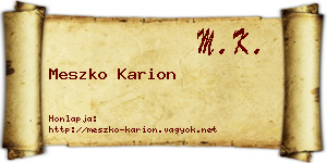 Meszko Karion névjegykártya